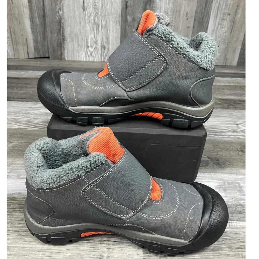 Keen Waterproof Winter Boots Grey Orange Faux Fur Lined Youth Size 5 1013615